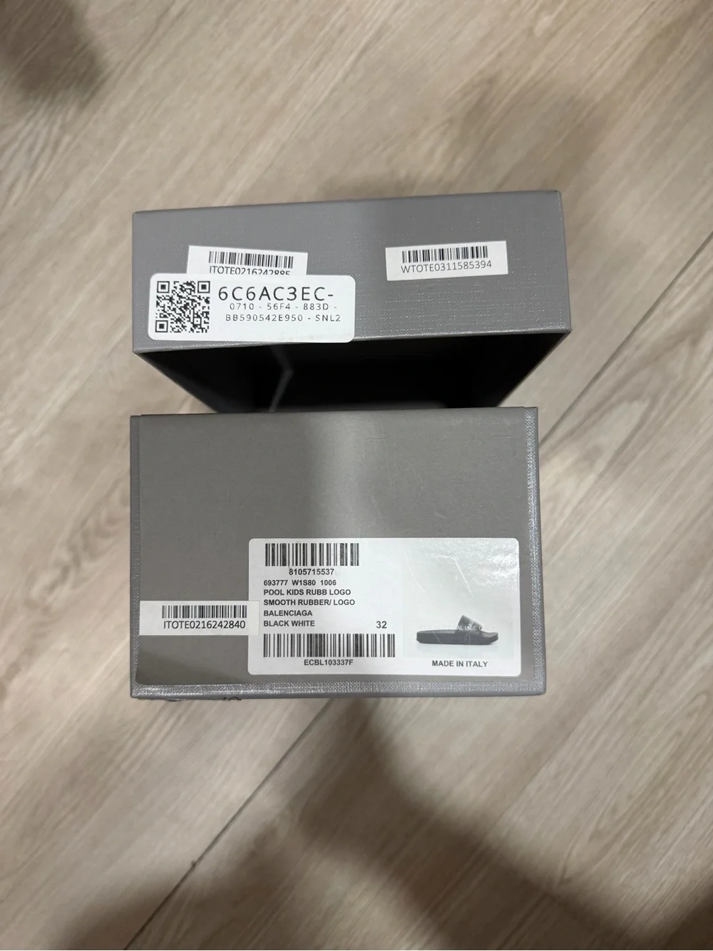 Balenciaga Kids Black Logo Slide Sandals with White Branding